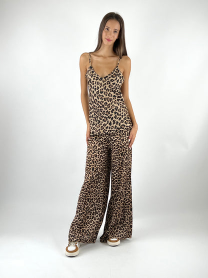 SUSY MIX - PANTALONE SATIN ANIMALIER