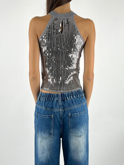 DEVA - TOP TRICOT PAILLETTES