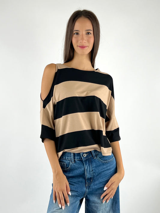 KONTATTO - MAGLIA CUT OUT RIGHE