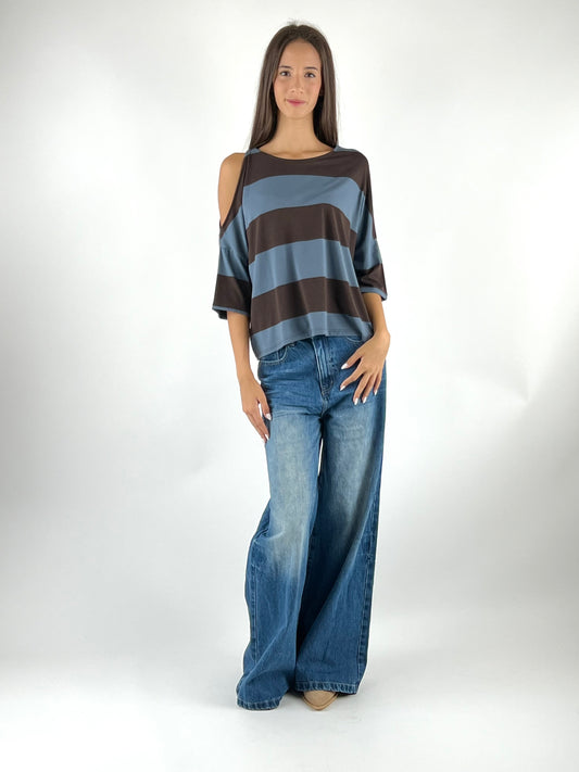 KONTATTO - MAGLIA CUT OUT RIGHE
