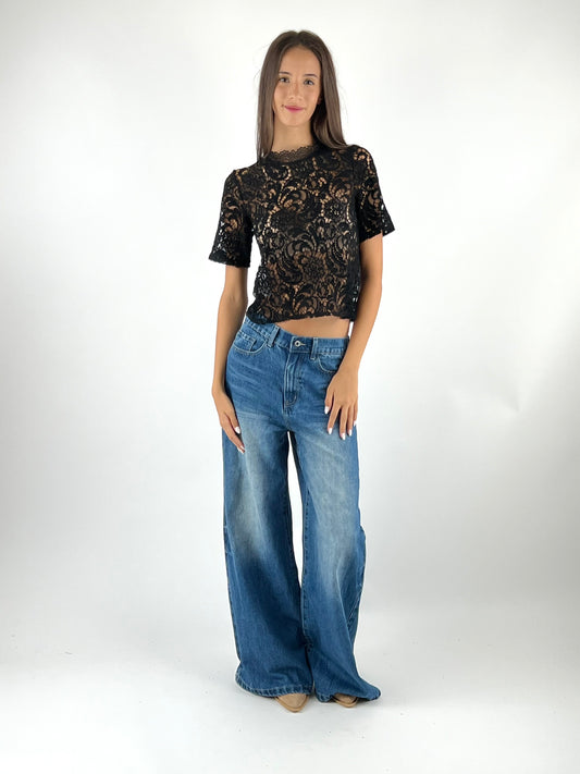 SUSY MIX - MAGLIA IN PIZZO/BOTTONI