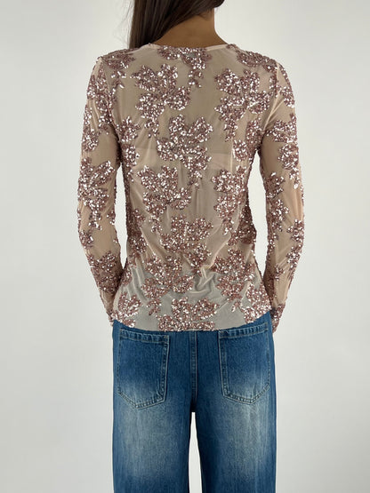 SUSY MIX - MAGLIA PAILLETTES RICAMI M/L