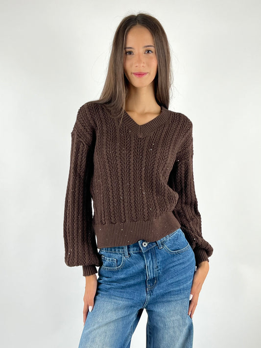 SUSY MIX - MAGLIA AJOURÉ MICRO PAILLETTES