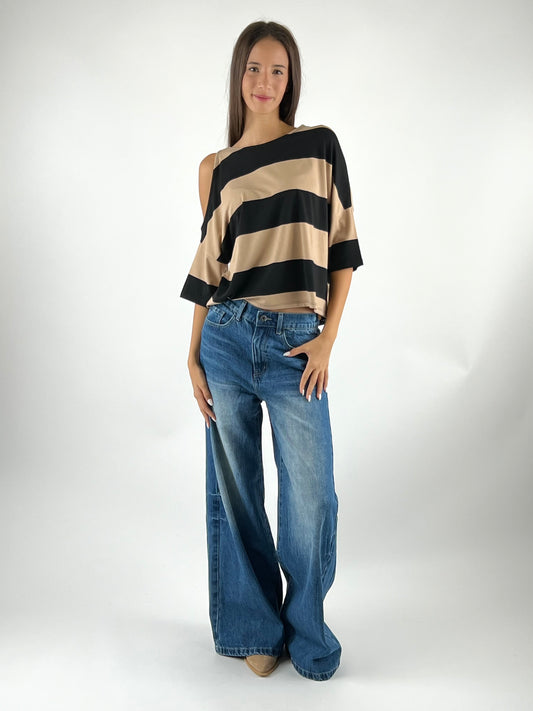 KONTATTO - MAGLIA CUT OUT RIGHE