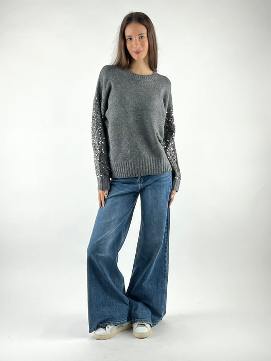 DEVA COUTURE PARIS - MAGLIA GIROCOLLO PAILLETTES