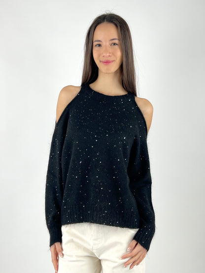 KONTATTO - MAGLIA CUT OUT MICRO PAILLETTES