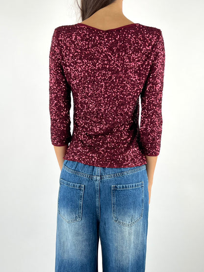 SUSY MIX - MAGLIA PAILLETTES MANICA TRE QUARTI