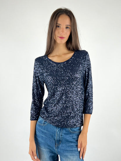 SUSY MIX - MAGLIA PAILLETTES MANICA TRE QUARTI