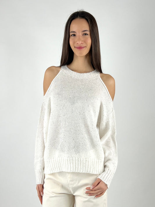 KONTATTO - MAGLIA CUT OUT MICRO PAILLETTES