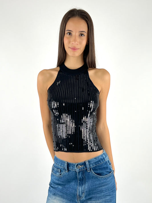 DEVA - TOP TRICOT PAILLETTES