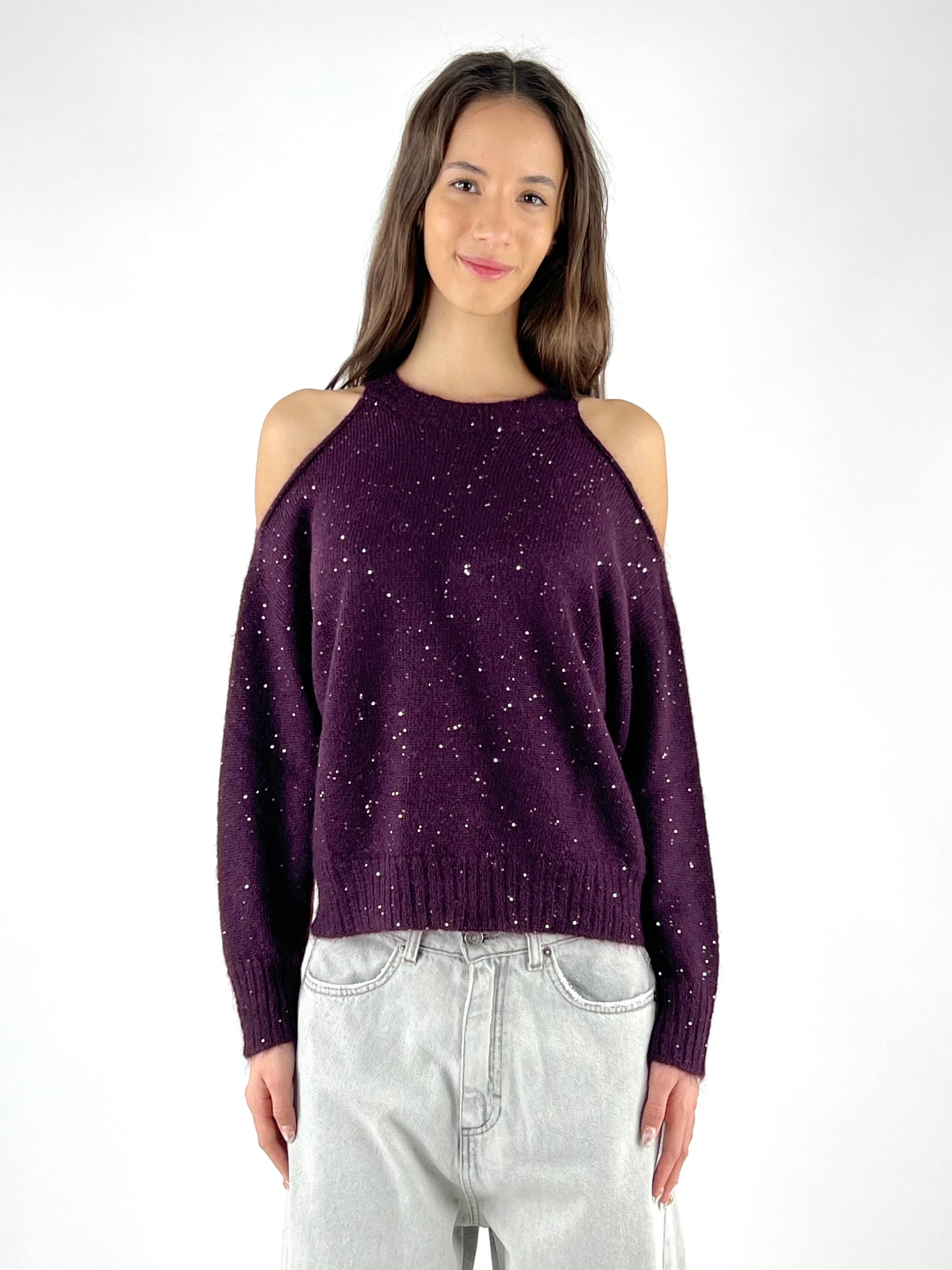 KONTATTO - MAGLIA CUT OUT MICRO PAILLETTES