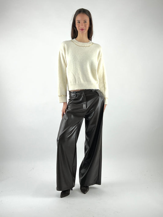 MOTEL - PANTALONE PALAZZO ECOPELLE