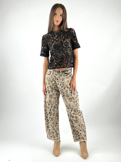 TENSIONE IN - PANTALONE WIDE ANIMALIER