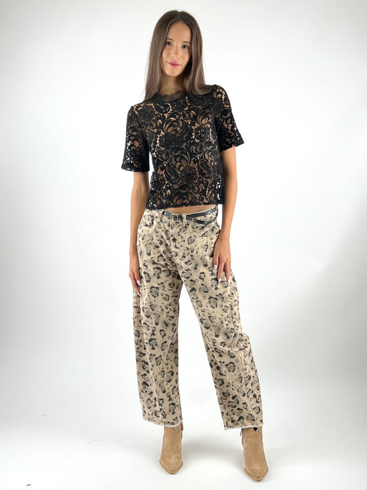 TENSIONE IN - PANTALONE WIDE ANIMALIER