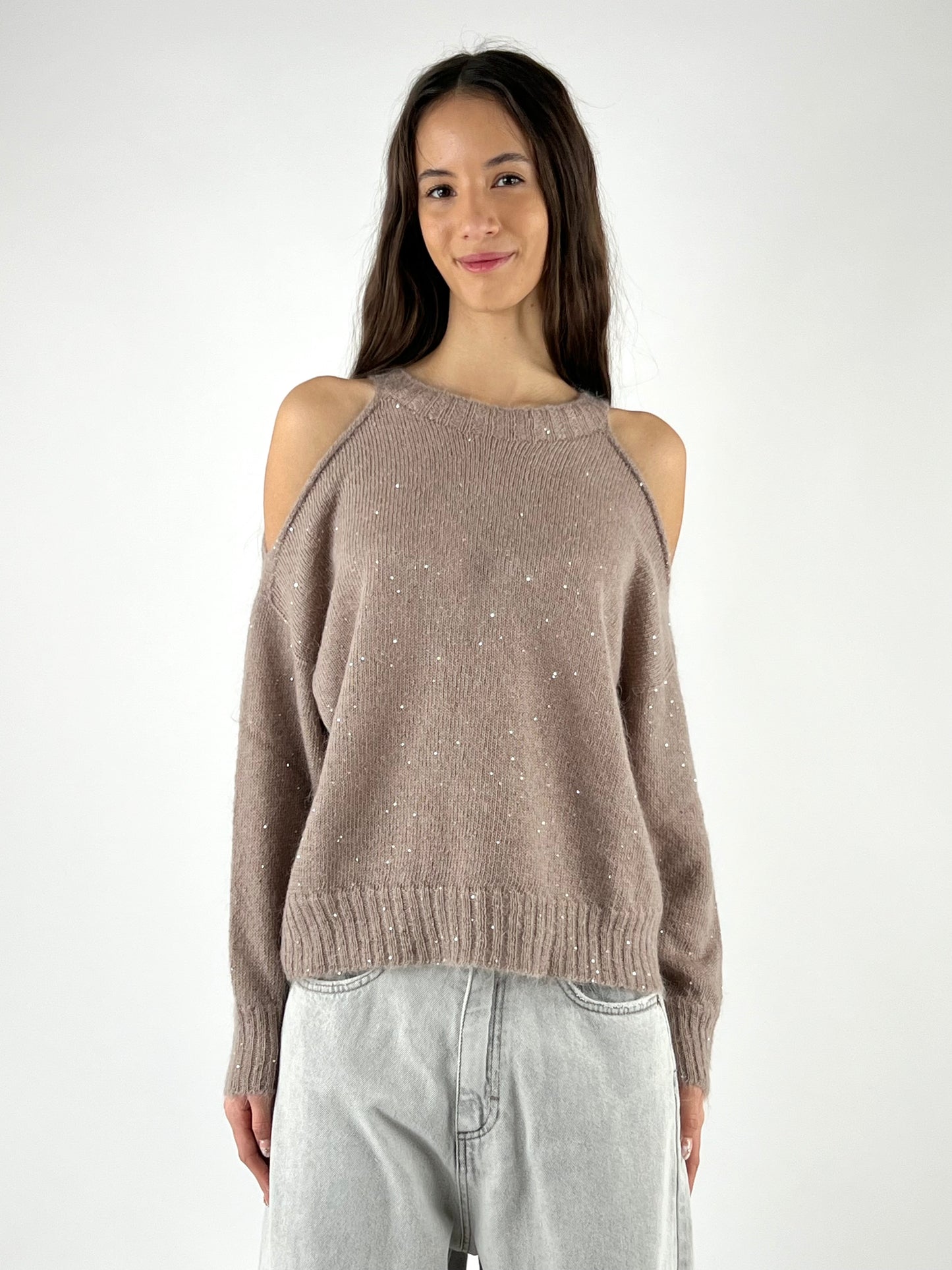 KONTATTO - MAGLIA CUT OUT MICRO PAILLETTES