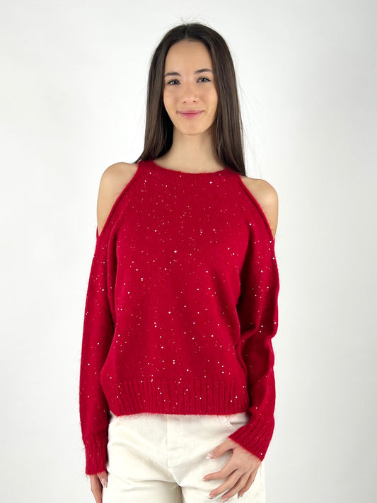 KONTATTO - MAGLIA CUT OUT MICRO PAILLETTES