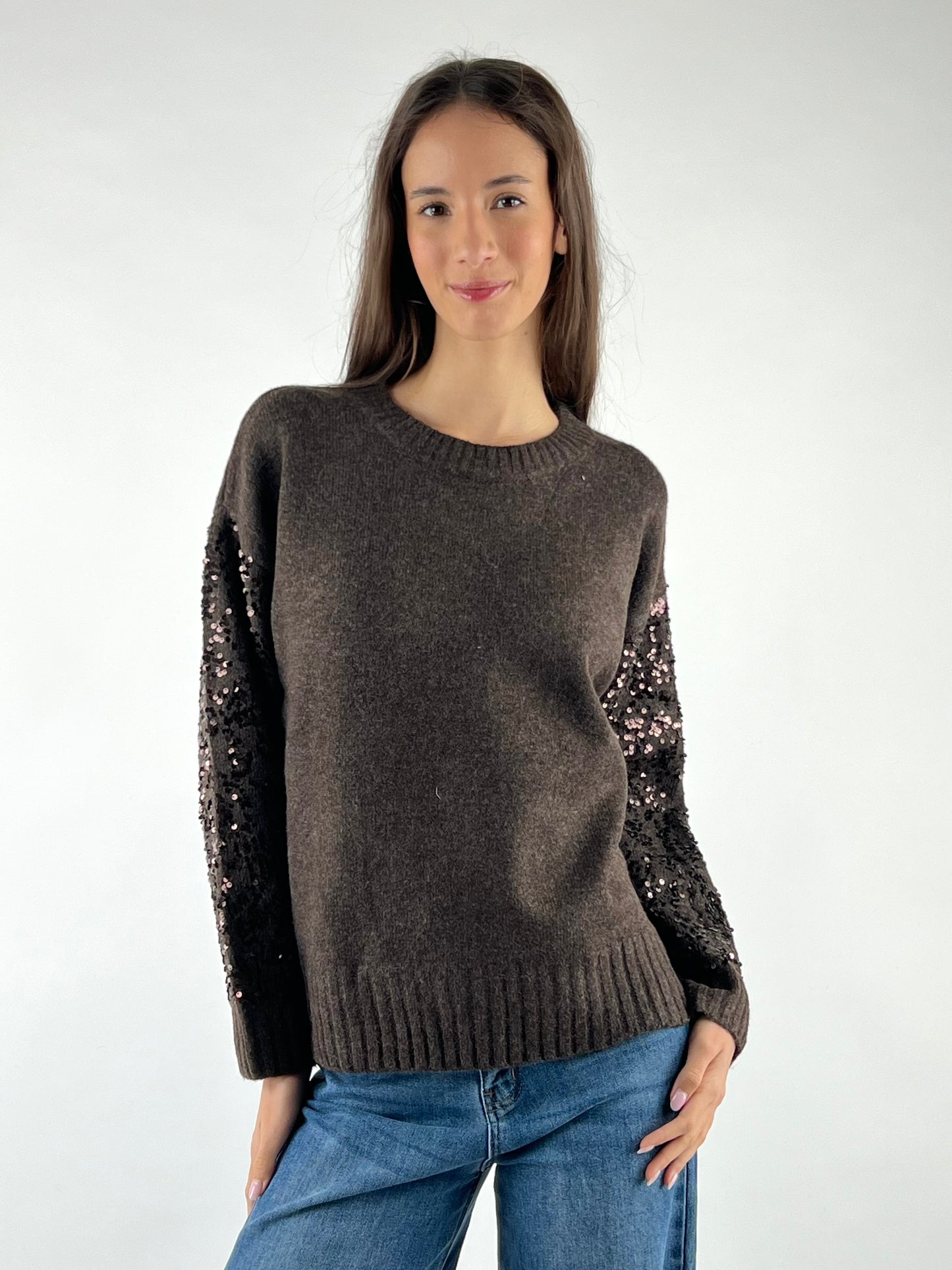 DEVA COUTURE PARIS - MAGLIA GIROCOLLO PAILLETTES