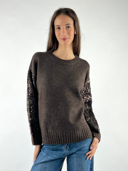 DEVA COUTURE PARIS - MAGLIA GIROCOLLO PAILLETTES