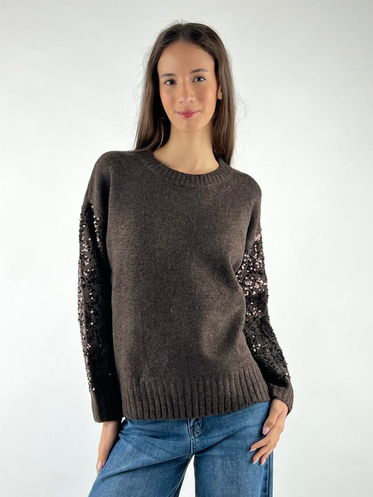 DEVA COUTURE PARIS - MAGLIA GIROCOLLO PAILLETTES