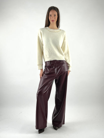 MOTEL - PANTALONE PALAZZO ECOPELLE