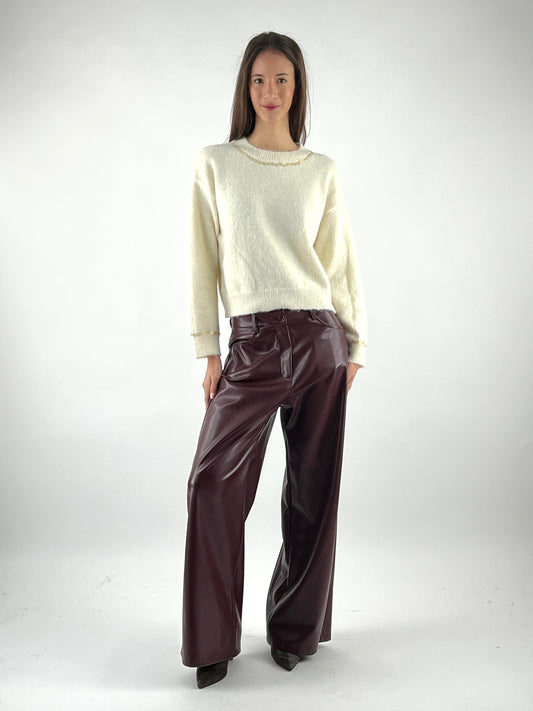 MOTEL - PANTALONE PALAZZO ECOPELLE