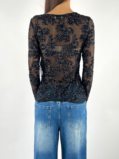 SUSY MIX - MAGLIA PAILLETTES RICAMI M/L