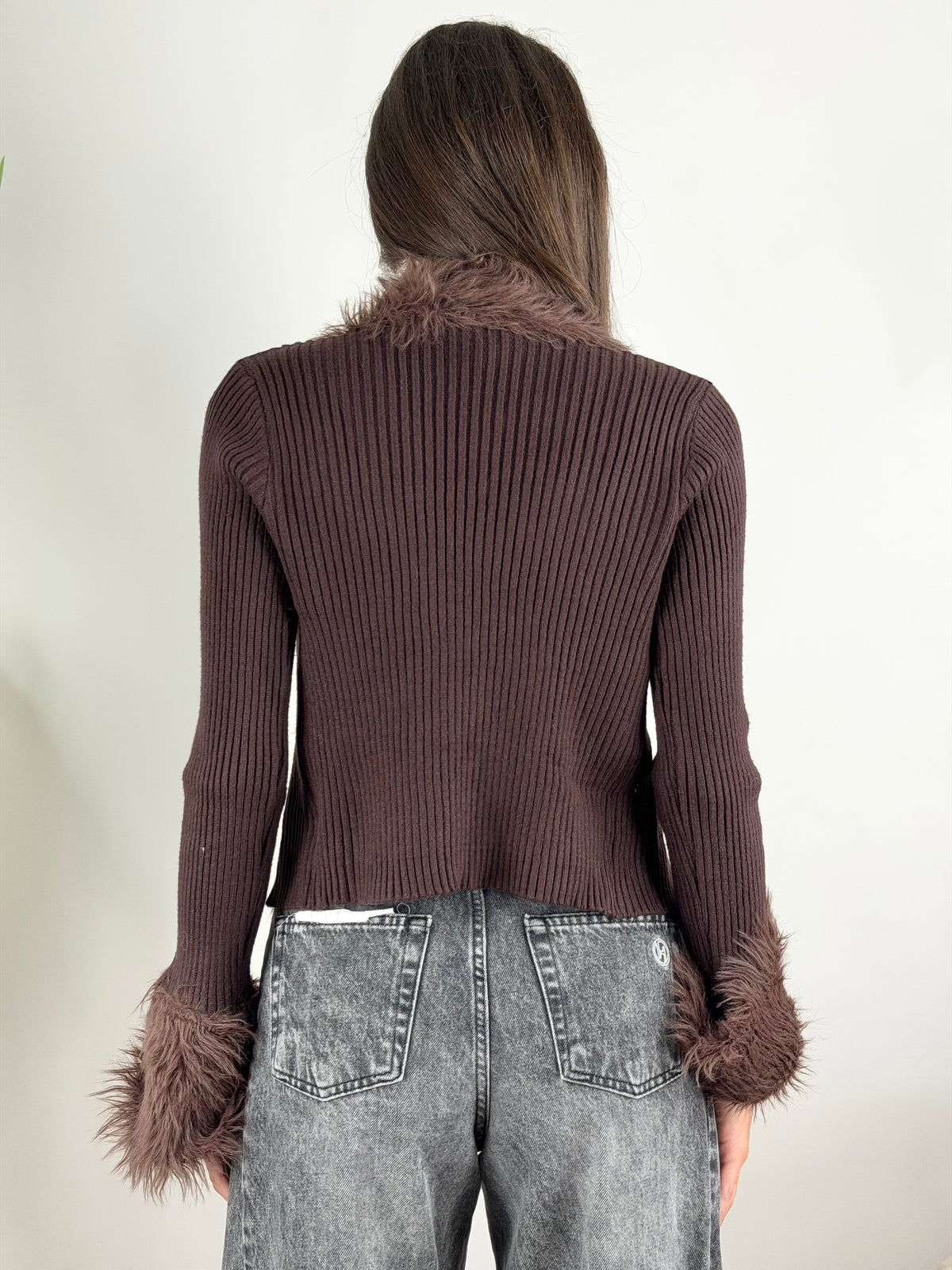 SUSY MIX - CARDIGAN LACCETTO ECOPELLICCIA