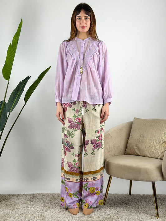 WU'SIDE - PANTALONE PALAZZO FANTASIA