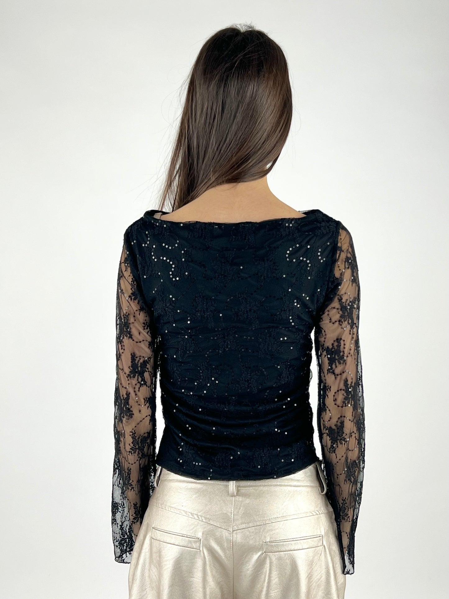DEVA - MAGLIA MICRO PAILLETTES TULLE