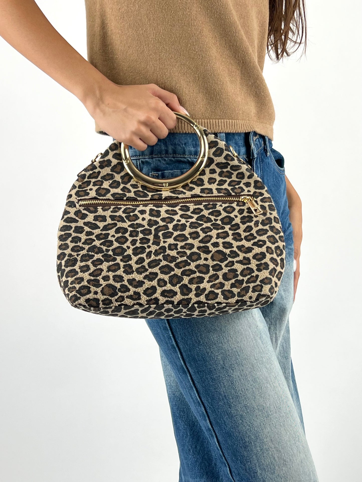 DEVA - BORSA RIGIDA ANELLO ANIMALIER