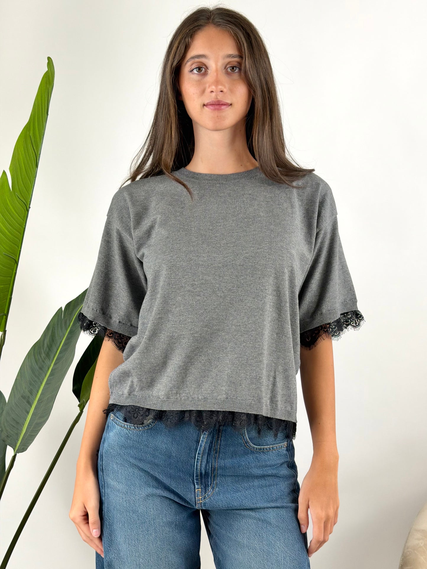KONTATTO - MAGLIA GIROCOLLO PIZZO