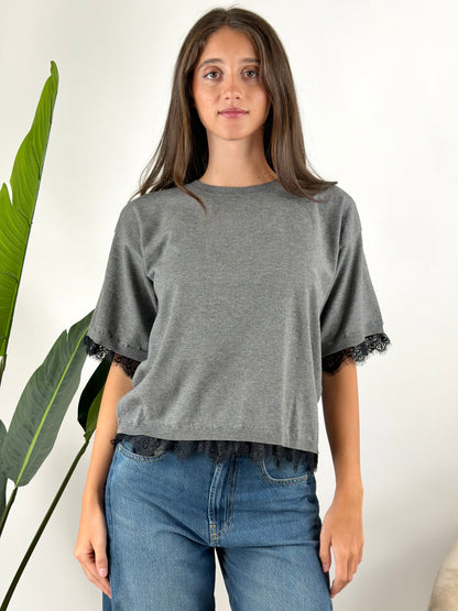KONTATTO - MAGLIA GIROCOLLO PIZZO