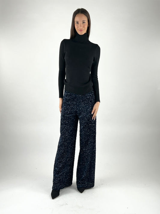 DEVA - PANTALONE PALAZZO PAILLETTES