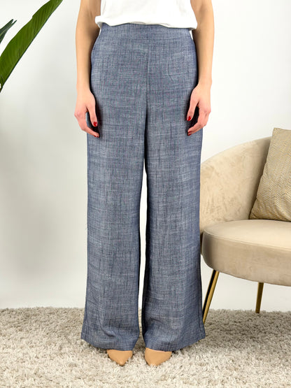 DEVA COUTURE PARIS - PANTALONE PALAZZO CHAMBRAY