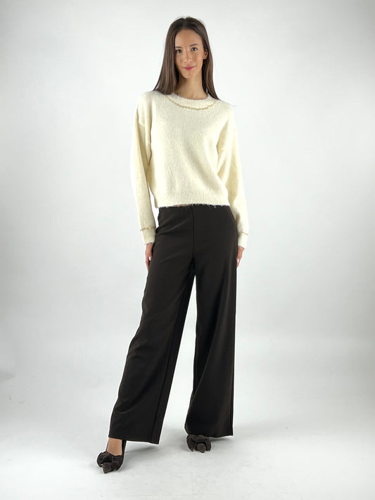DEVA COUTURE PARIS - PANTALONE PALAZZO SCUBA