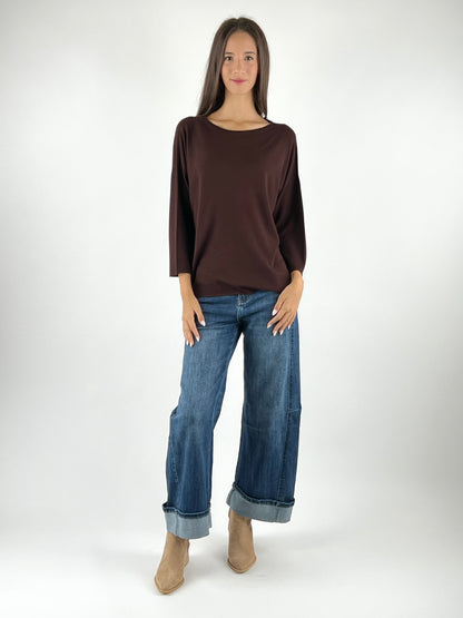 KONTATTO - MAGLIA GIROCOLLO OVER ROTOLINO