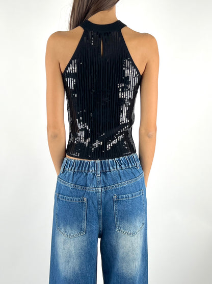DEVA - TOP TRICOT PAILLETTES