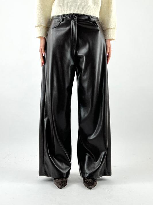 MOTEL - PANTALONE PALAZZO ECOPELLE