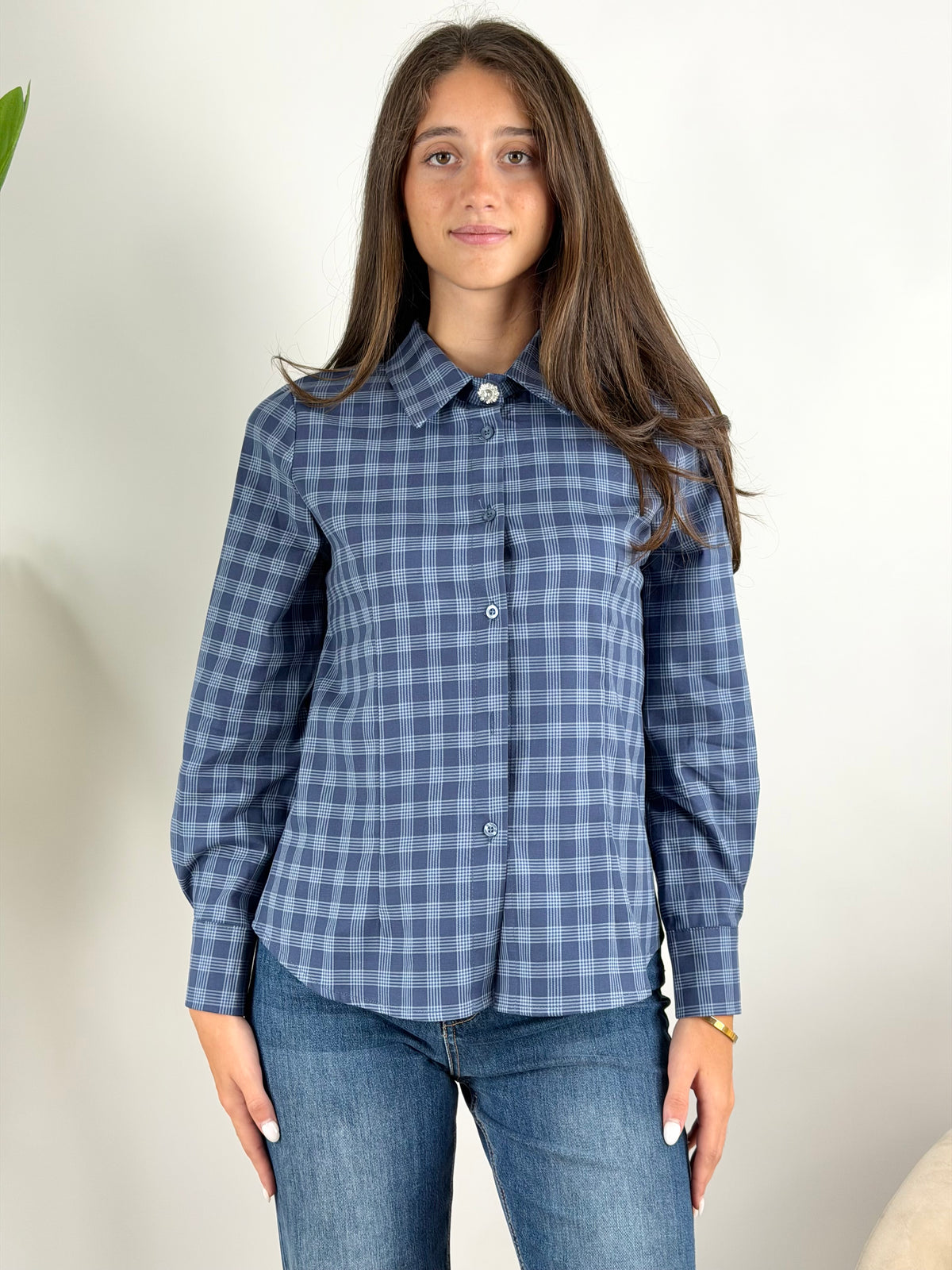 SUSY MIX - CAMICIA BOTTONE GIOIELLO CHECK