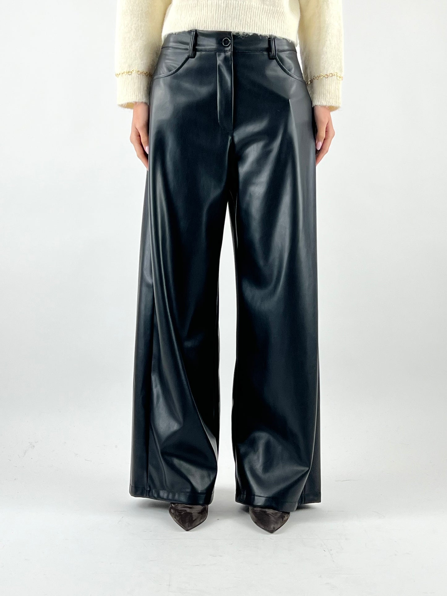 MOTEL - PANTALONE PALAZZO ECOPELLE