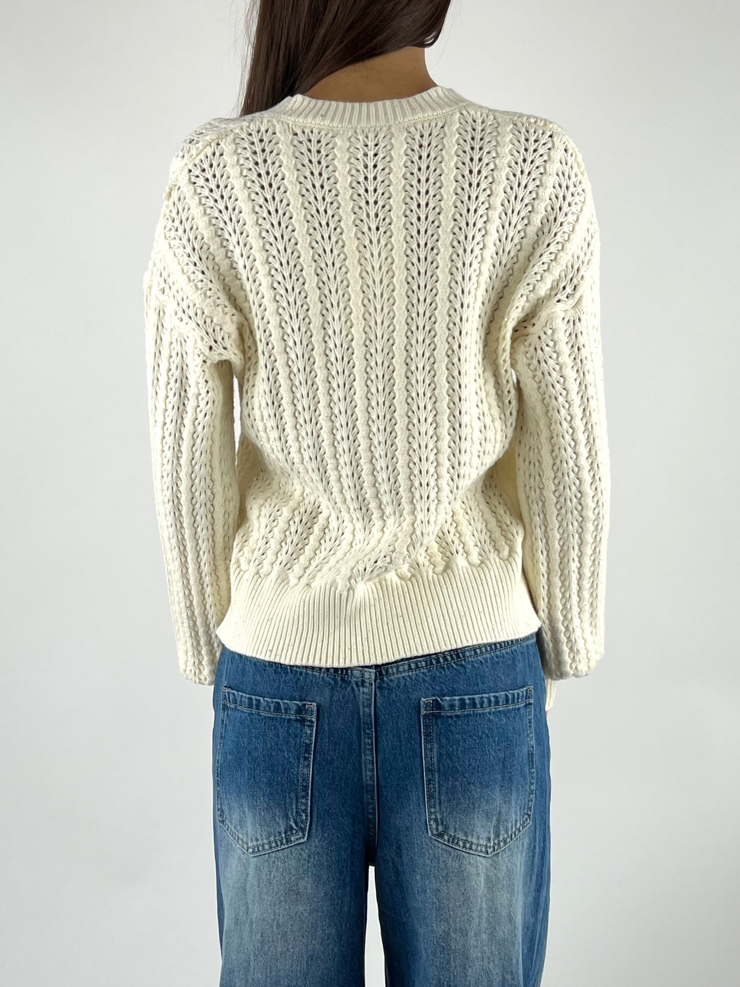 SUSY MIX - MAGLIA AJOURÉ MICRO PAILLETTES