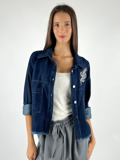 DEVA - GIACCA DENIM STRASS