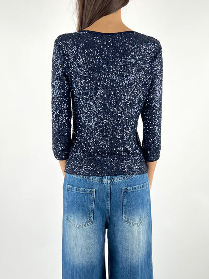 SUSY MIX - MAGLIA PAILLETTES MANICA TRE QUARTI