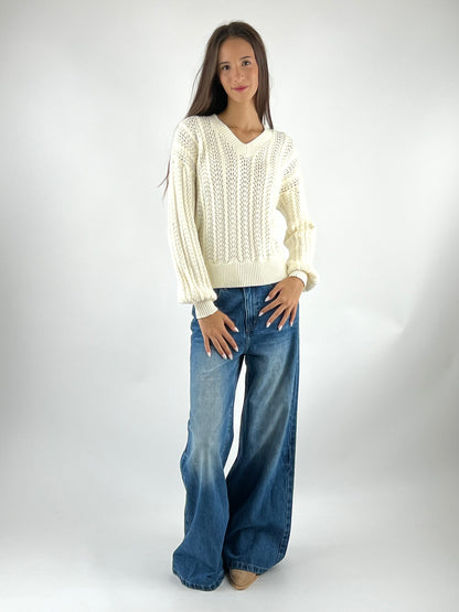 SUSY MIX - MAGLIA AJOURÉ MICRO PAILLETTES