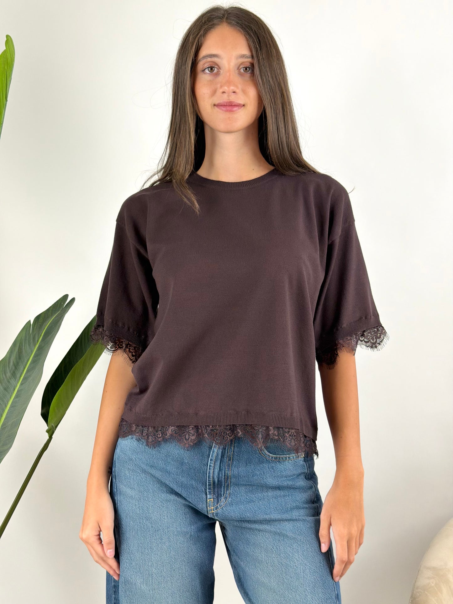 KONTATTO - MAGLIA GIROCOLLO PIZZO