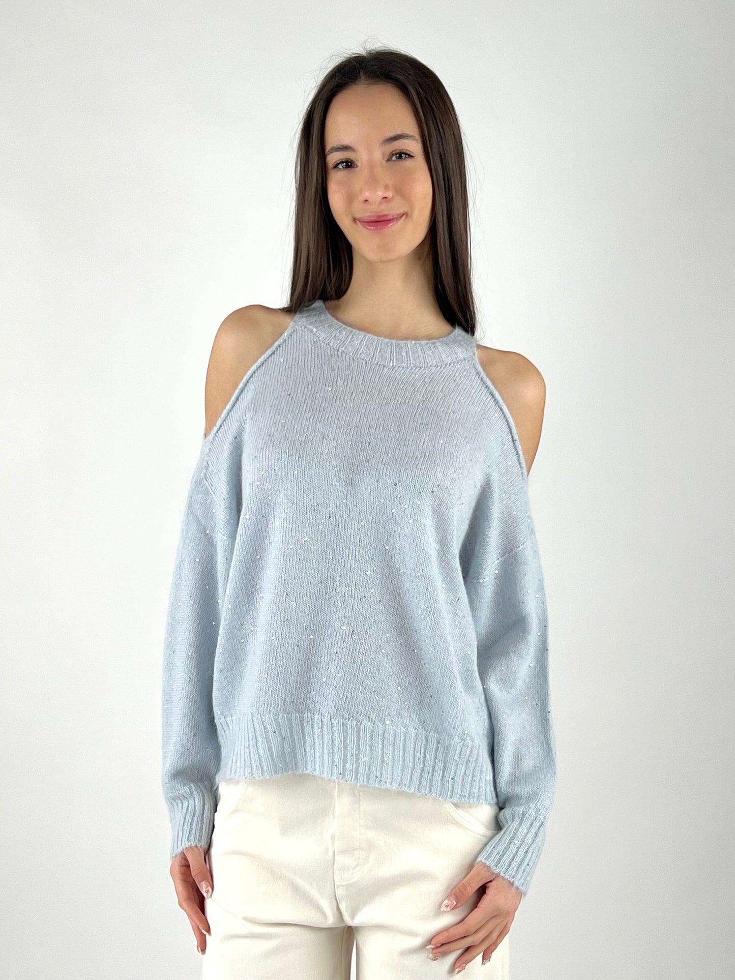 KONTATTO - MAGLIA CUT OUT MICRO PAILLETTES