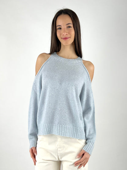 KONTATTO - MAGLIA CUT OUT MICRO PAILLETTES