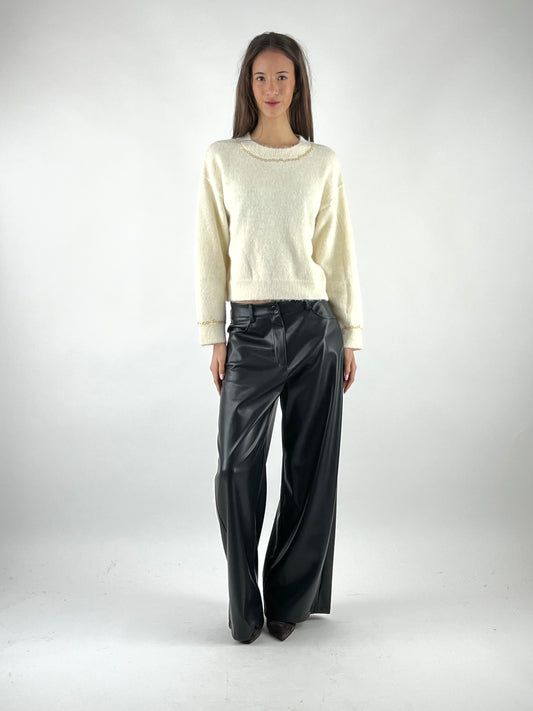 MOTEL - PANTALONE PALAZZO ECOPELLE