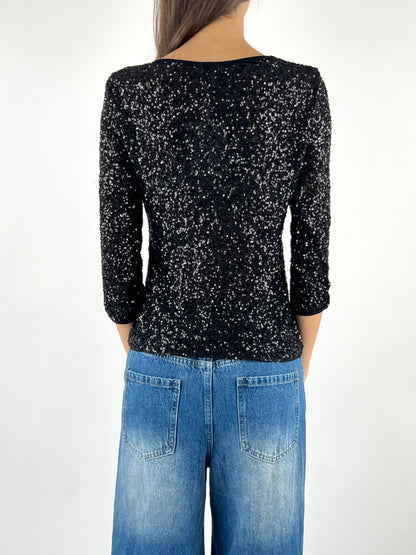 SUSY MIX - MAGLIA PAILLETTES MANICA TRE QUARTI