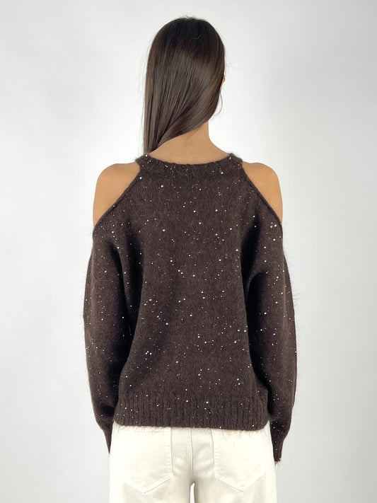 KONTATTO - MAGLIA CUT OUT MICRO PAILLETTES